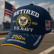 Thriftgiftshop US Navy 250th Anniversary Hat Retired Navy Soldiers 1775 2025 Unique Gifts Ideas