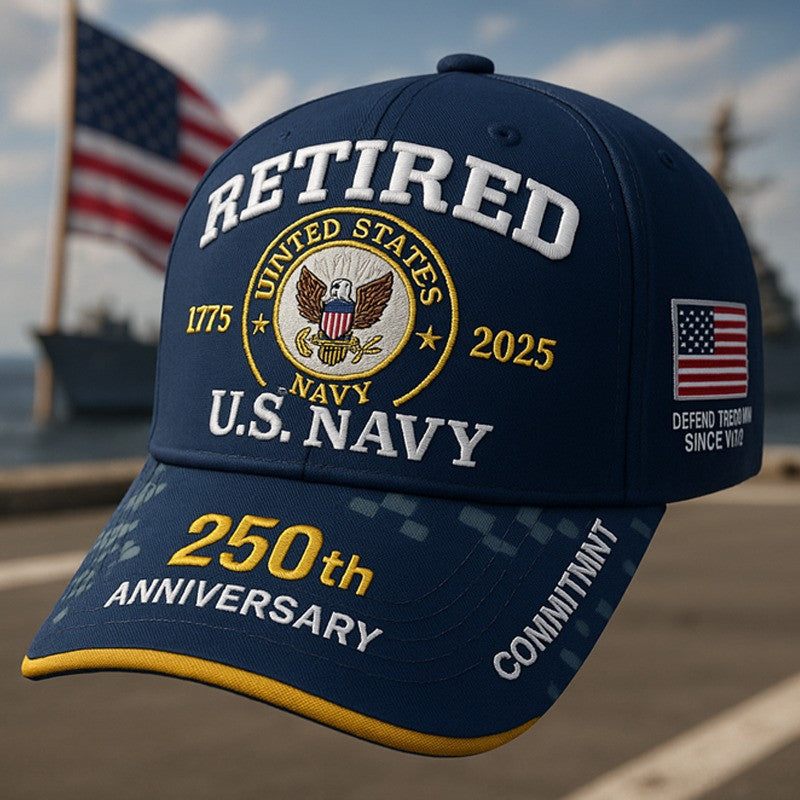 Thriftgiftshop US Navy 250th Anniversary Hat Retired Navy Soldiers 1775 2025 Unique Gifts Ideas