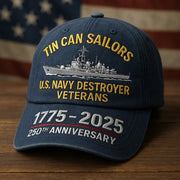 Thriftgiftshop US Navy Destroyer Veterans 1775 2025 250th Anniversary Hat Tin Can Sailors Patriotic Gifts