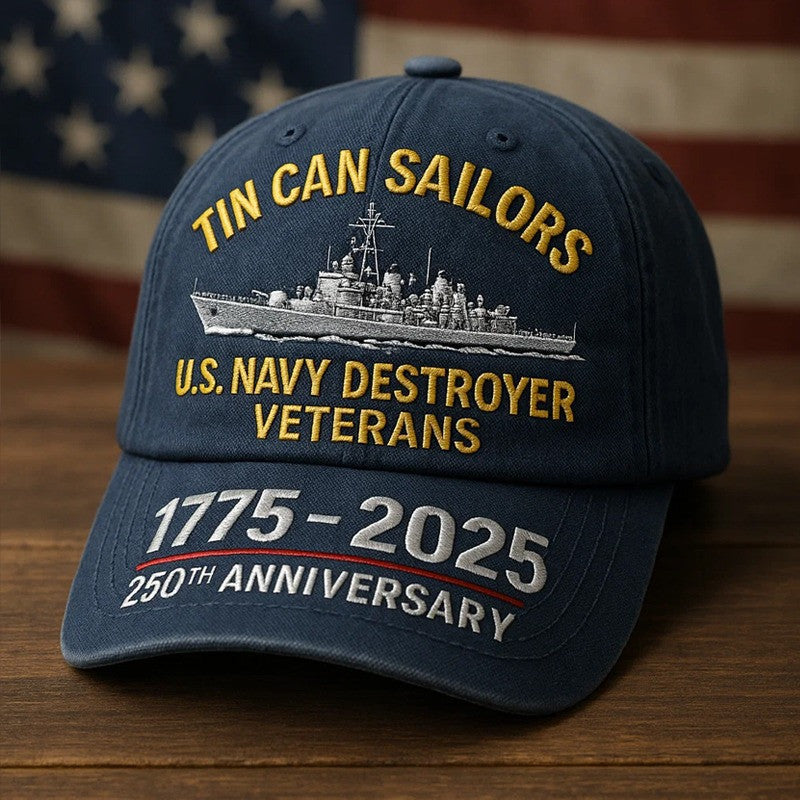 Thriftgiftshop US Navy Destroyer Veterans 1775 2025 250th Anniversary Hat Tin Can Sailors Patriotic Gifts
