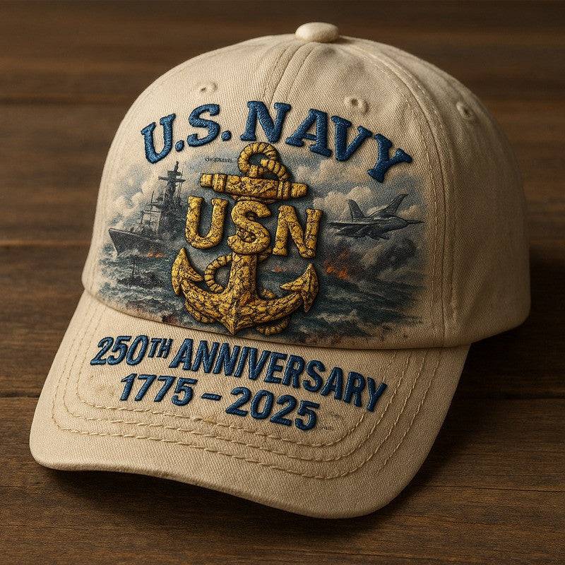 Thriftgiftshop U.S Navy Veteran Hat 250th Anniversary 1775 2025 Military Cap Patriotic Presents