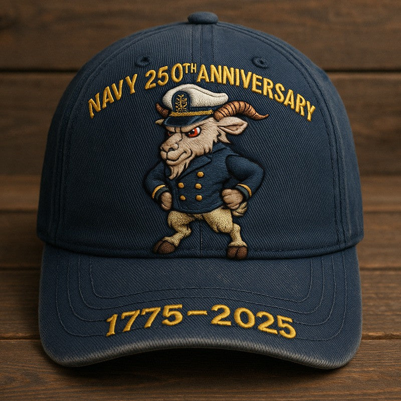 Thriftgiftshop U.S Navy Veteran Hat Goat 250th Anniversary 1775 2025 Patriotic Gifts For Men