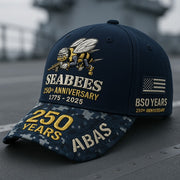 Thriftgiftshop U.S Navy Veteran Hat Seabees 250th Anniversary ABAS BS0 Years Military Cap Patriotic Gifts