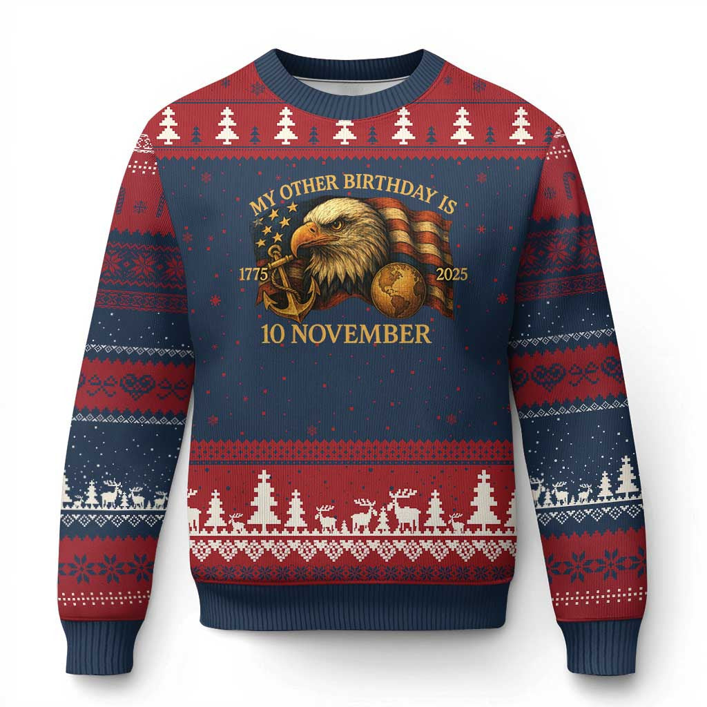 Thriftgiftshop Veteran 250Th Anniversary Ugly Christmas Sweater Birthday Is 10 November 1775 Xmas Clothes