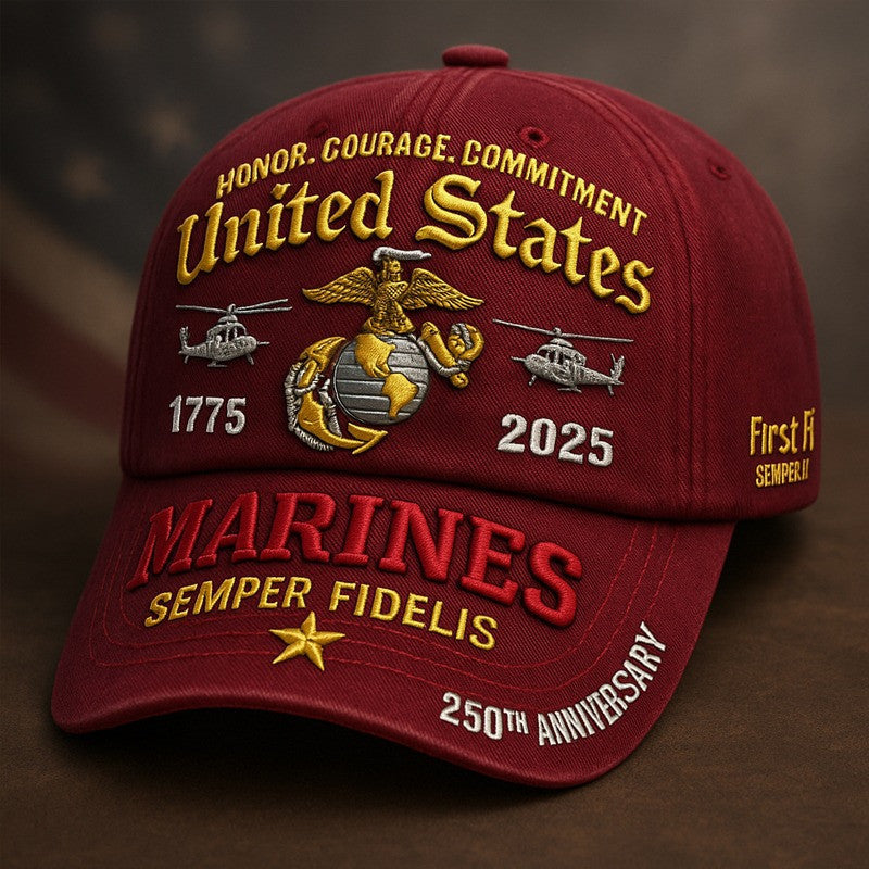 Thriftgiftshop Veteran Marine Corps 250th Anniversary Hat United States 1775 2025 Military Gift Ideas