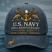 Thriftgiftshop Veteran US Navy 250th Anniversary Hat Eagle Honor Courage Commitment Patriotic Gift Ideas