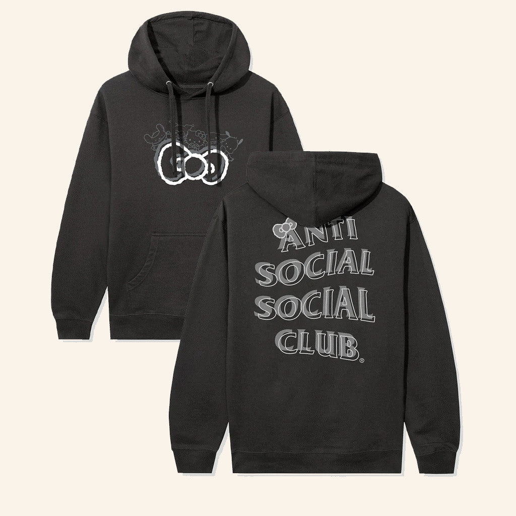 Sanrio Merch Anti Social Social Club X Hello Kitty And Friends Big Bow Hoodie Gifts For Sister - Thriftgiftshop