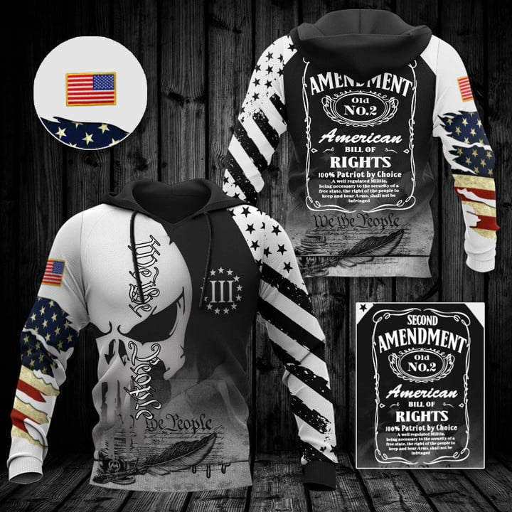 Second Amendment Hoodie We The People Skull Patriotic Clothing For Gun Rights Supporters Men's - Thriftgiftshop