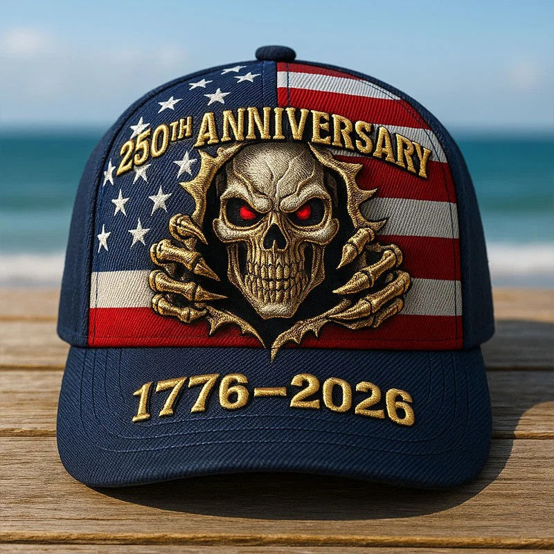 Skull 250th Anniversary Hat Horror Themed 1776 2026 Cap Gift For Veterans Who Love Skull