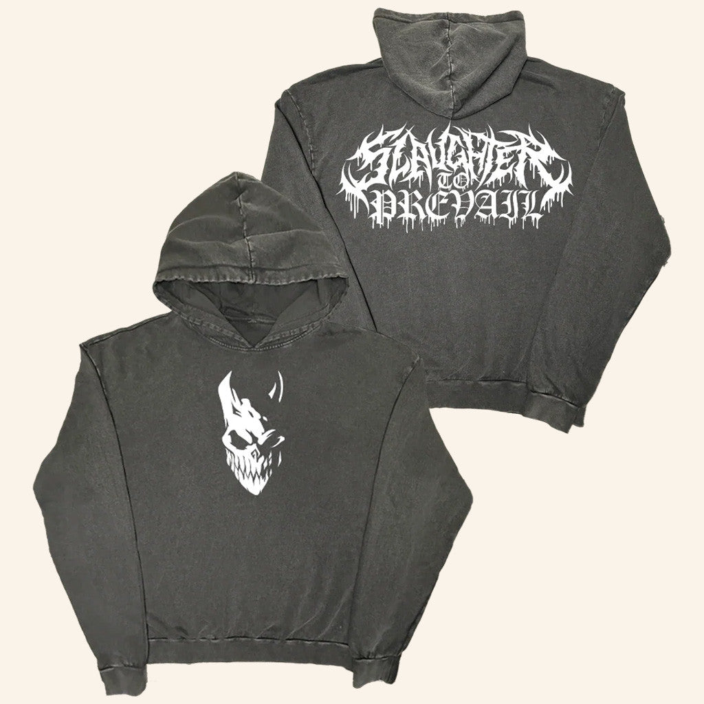 Slaughter To Prevail Merch Slaughter To Prevail Mask Logo Wash Hoodie Gifts For Music Lovers - Thriftgiftshop