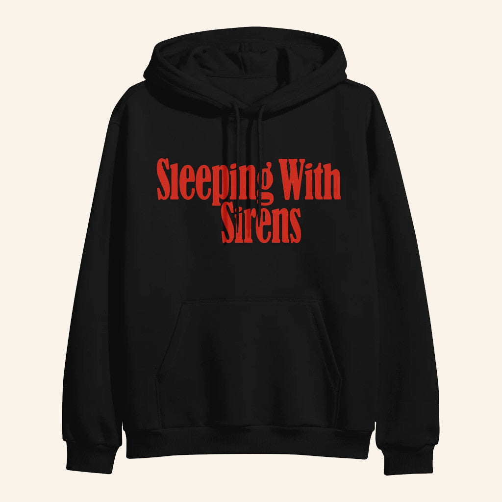 Sleeping With Sirens Merch Serif Text Logo Hoodie Gifts For Rock Lovers - Thriftgiftshop