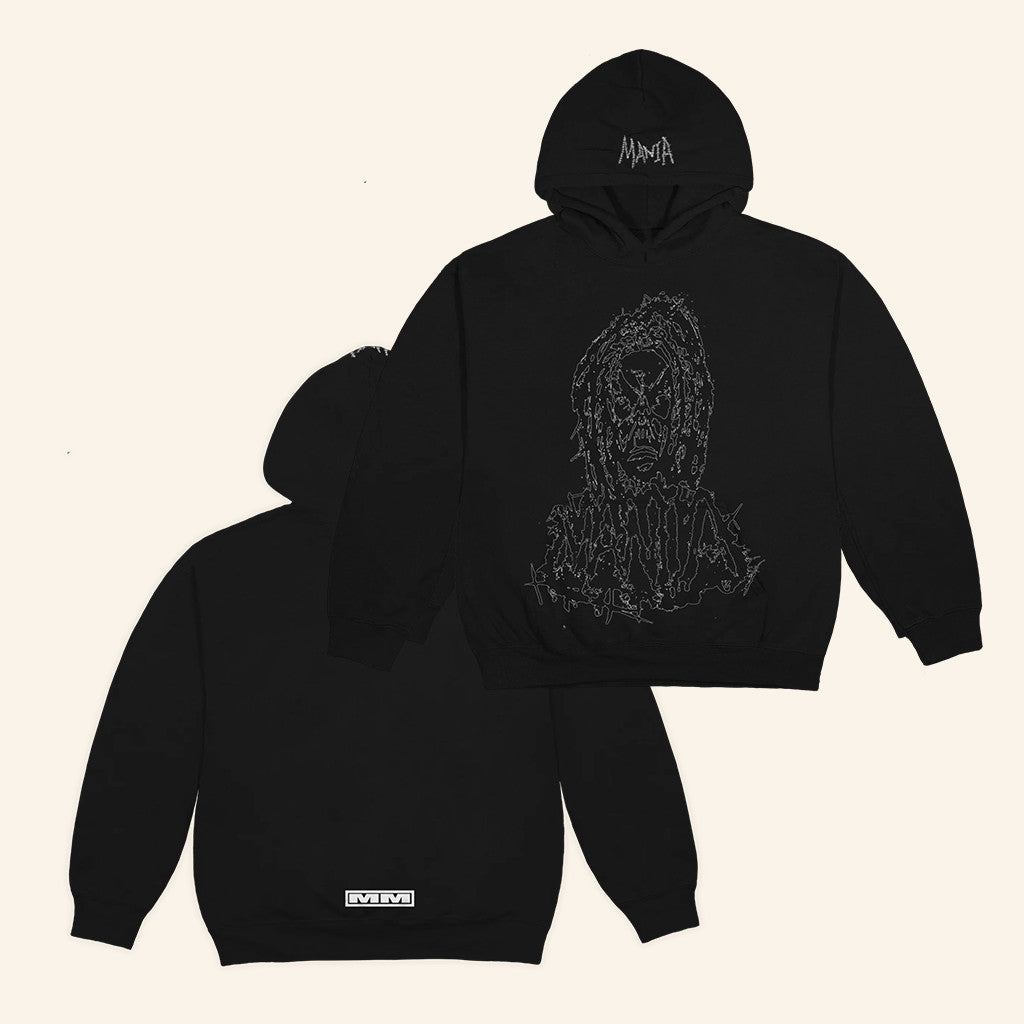 Sofaygo Merch Mania Skull Black Hoodie Best Gifts For Rap Lovers - Thriftgiftshop