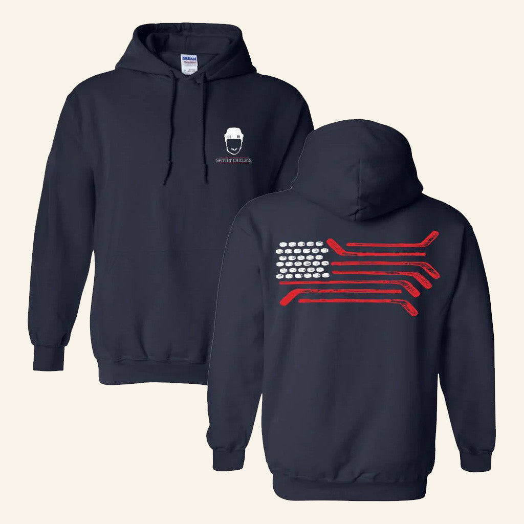 Spittin Chiclets Merch Spittin Chiclets Flag Hoodie Unique Ice Hockey Gifts - Thriftgiftshop