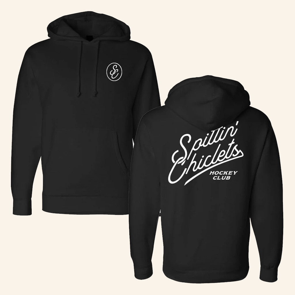 Spittin Chiclets Merch Spittin Chiclets Script Hockey Club Hoodie Gifts For Brother - Thriftgiftshop