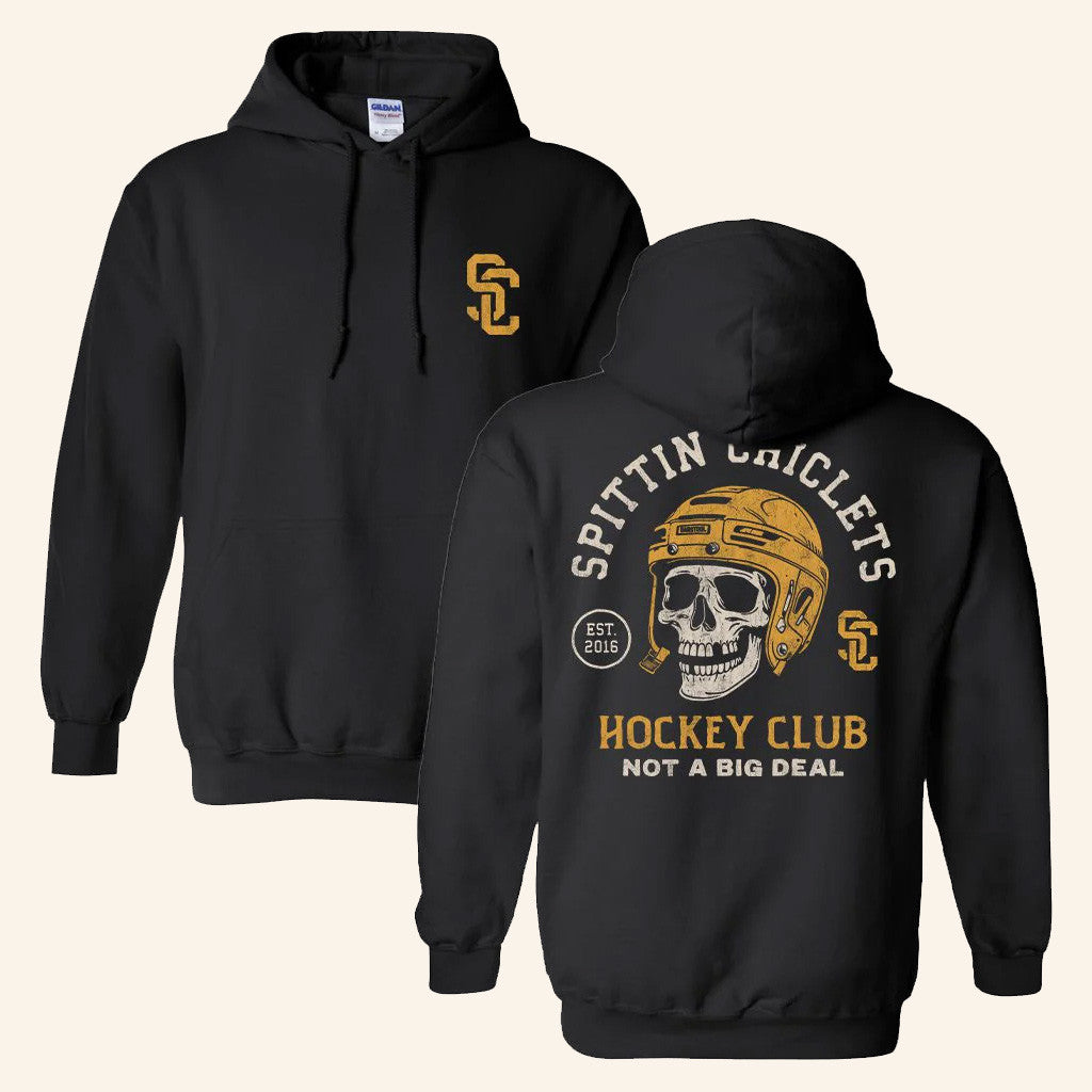 Spittin Chiclets Merch Spittin Chiclets Skull Helmet Hoodie Gifts For Ice Hockey Lovers - Thriftgiftshop