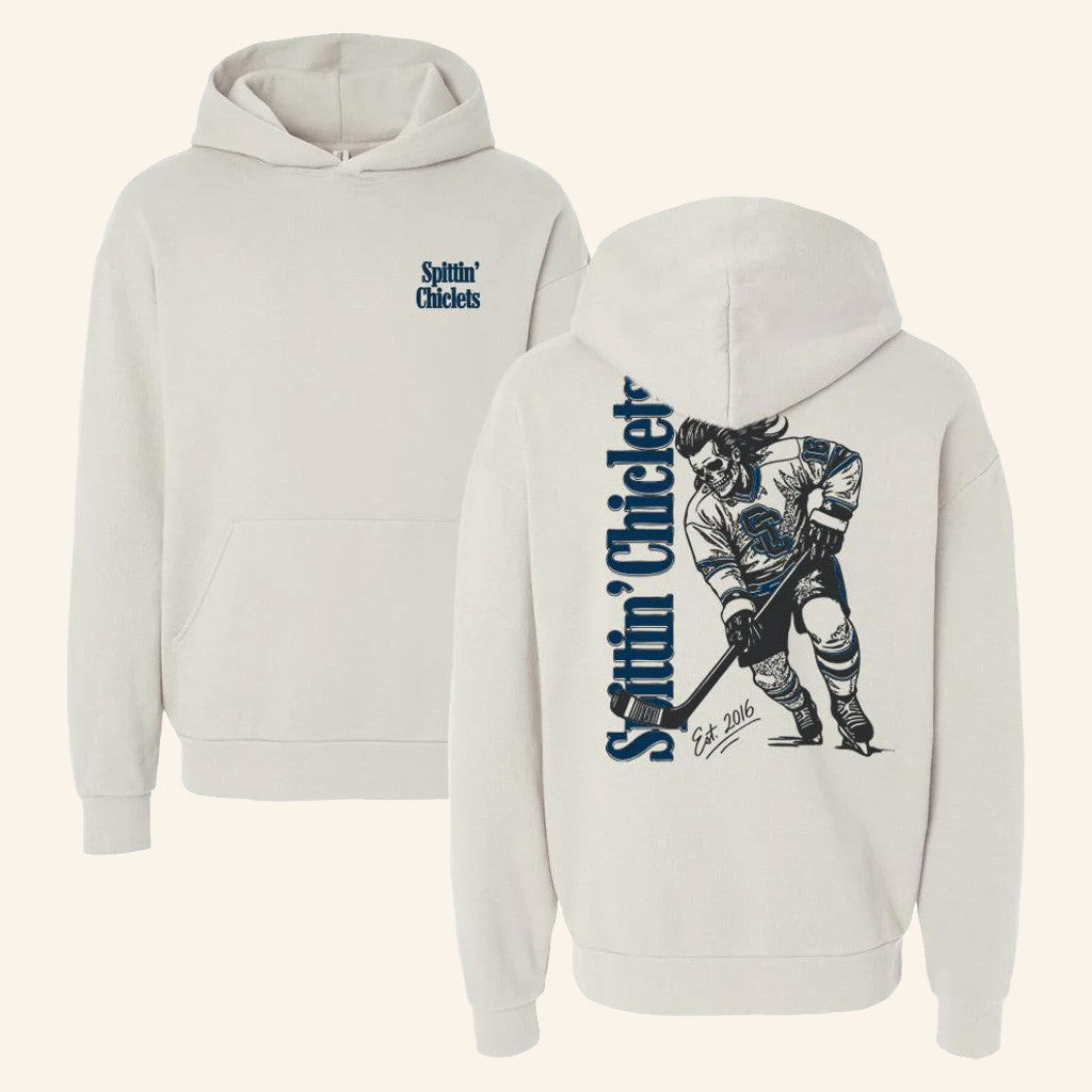 Spittin Chiclets Merch Spittin Chiclets Skullet Vertical Hoodie Ice Hockey Novelty Gifts - Thriftgiftshop