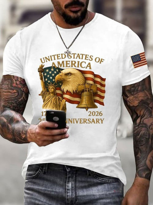 Statue Of Liberty Eagle Bell 250th Anniversary T-Shirt Patriotic American Symbols Gifts