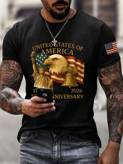 Statue Of Liberty Eagle Bell 250th Anniversary T-Shirt Patriotic American Symbols Gifts