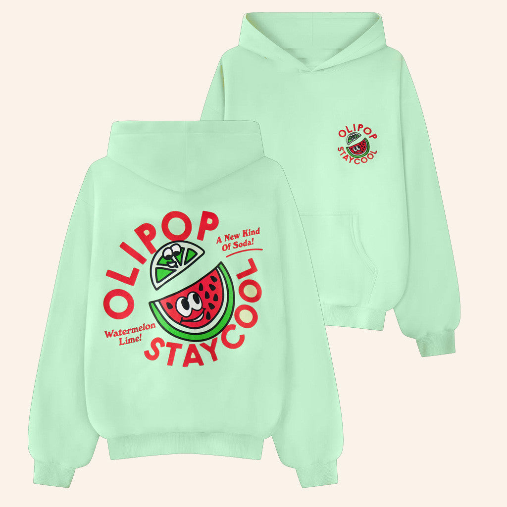 Staycool X Olipop Merch Olipop Watermelon Lime Hoodie Christmas Gift Ideas For Her - Thriftgiftshop