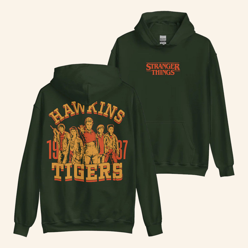 Stranger Things Merch Stranger Things Hoodie Hawkins Tigers 87 Hoodie Present For Dad - Thriftgiftshop