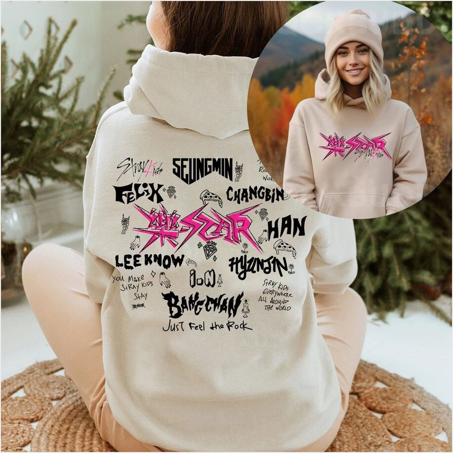Stray Kids Rock Star Members Hoodie, Kpop Hoodie, Kpop Merch, Music Hoodie Gifts For Best Friend (2) - Thriftgiftshop