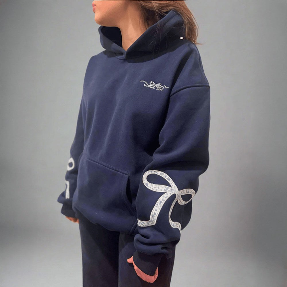 Sunset Surf Hoodie Printed Coastal Bow Hoodie Sunset Surf Merch Best Gifts For Wife - Thriftgiftshop