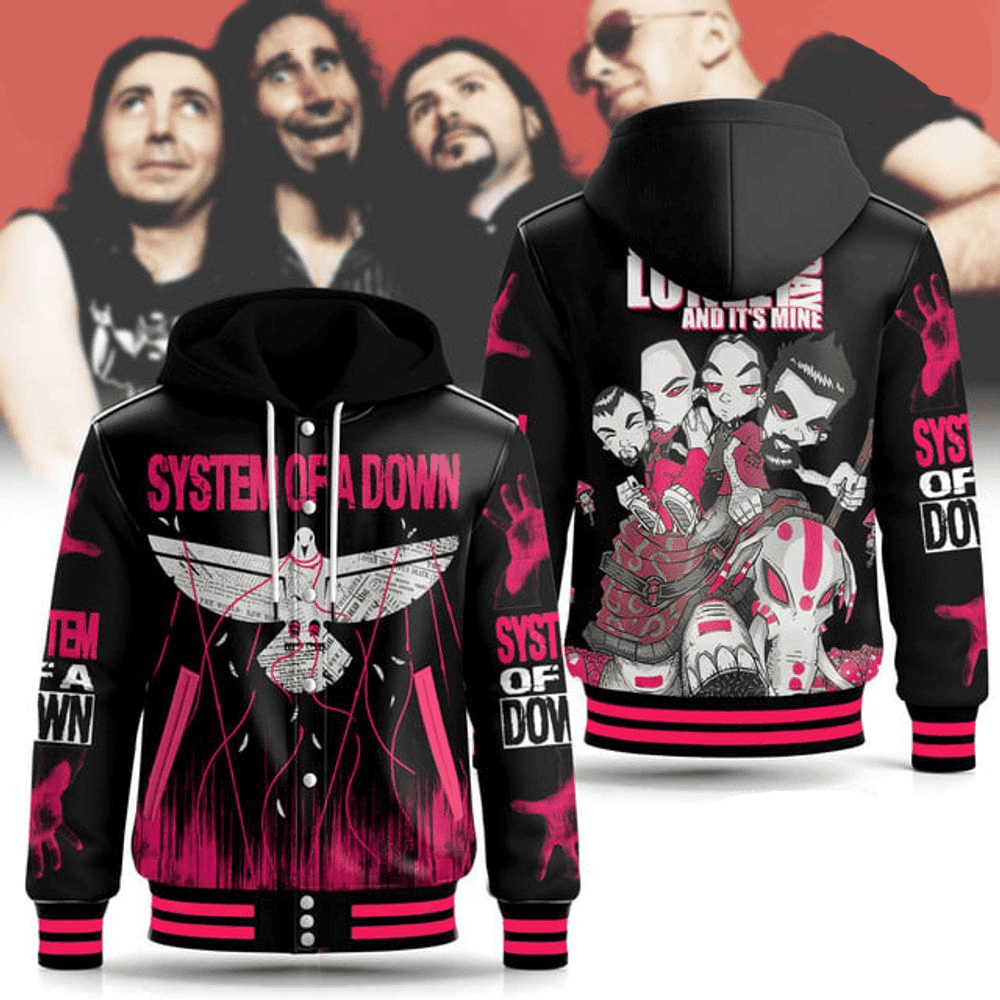 System Of A Down Hooded Varsity Jacket System Of A Down Merch Dad Gifts For Father's Day 2025 - Thriftgiftshop