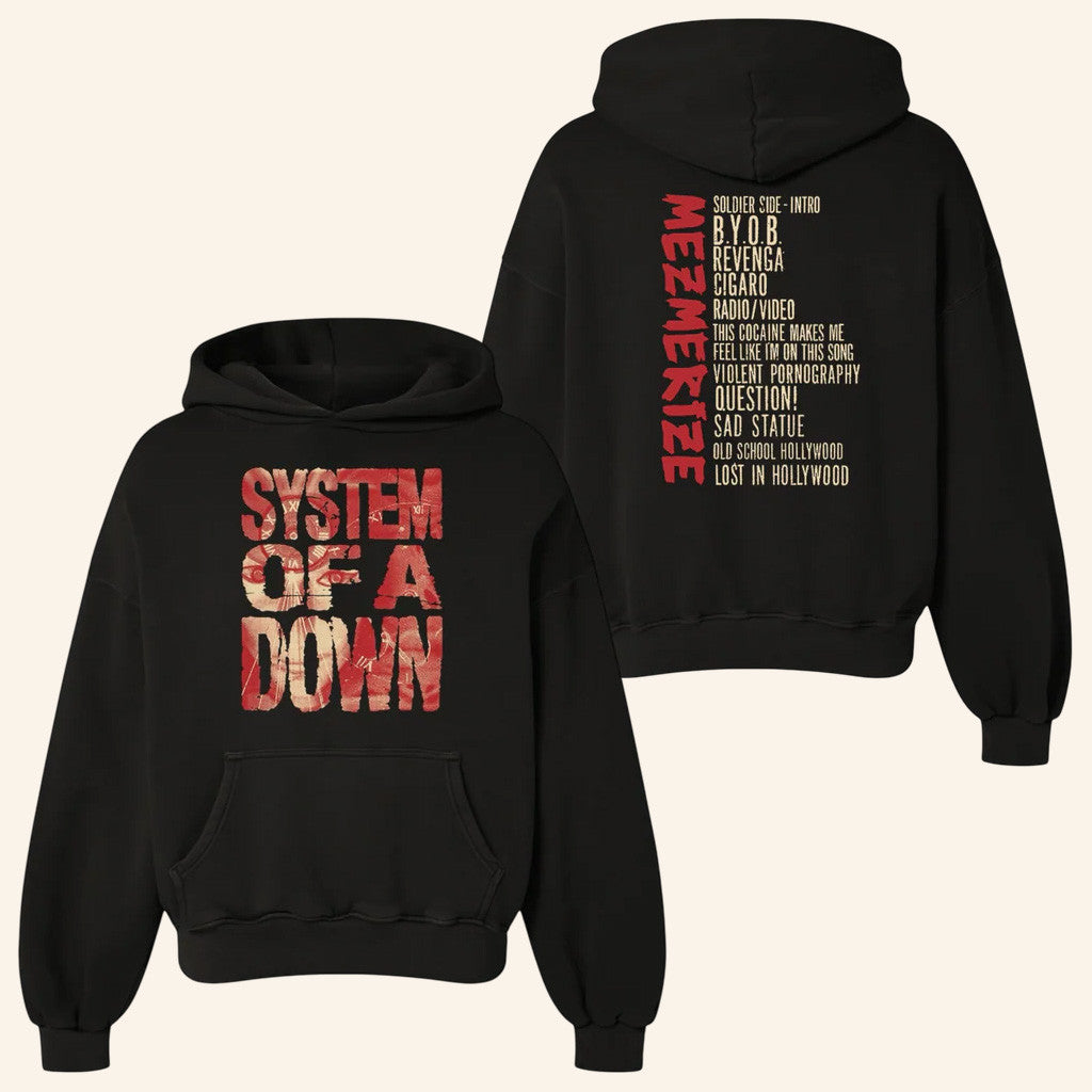 System Of A Down Merch Tour 2025 Mezmerize Tracklist Hoodie Gifts For Friends - Thriftgiftshop
