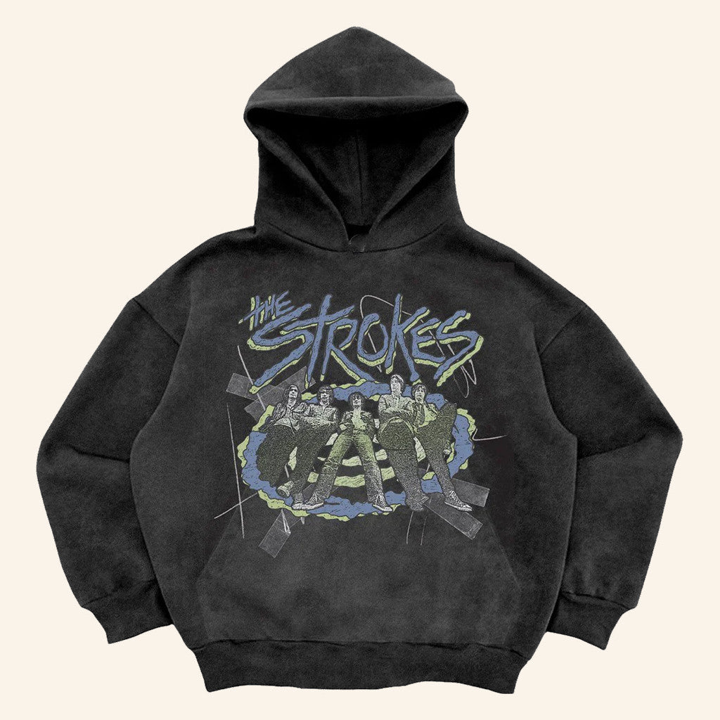 The Strokes Merch Garment Photo Wash Hoodie Xmas Gifts For Rock Fans - Thriftgiftshop