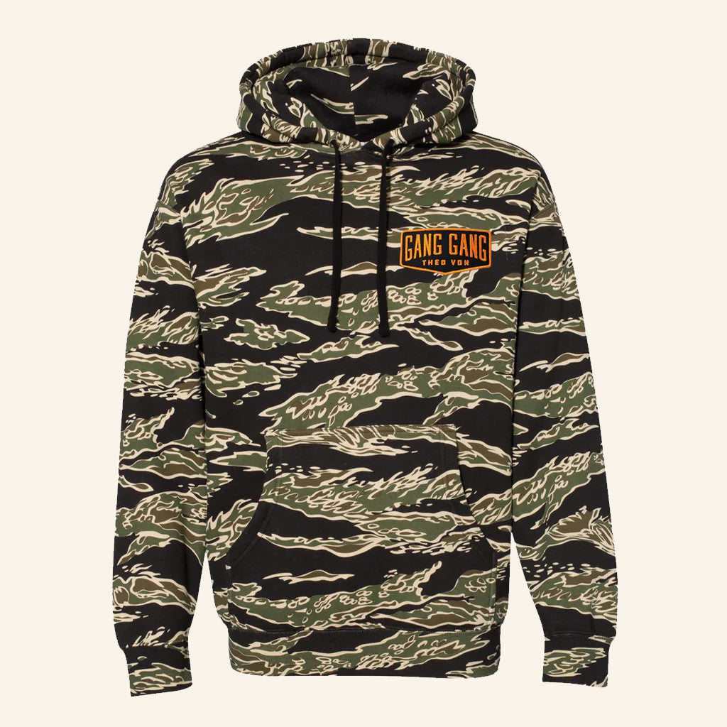 Theo Von Merch Gang Gang Tiger Camo Hoodie Christmas Gifts For Boyfriend - Thriftgiftshop
