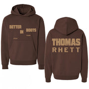 Thomas Rhett Merch Tour 2025 Staggered Better In Boots Brown Hoodie Music Lovers Gifts - Thriftgiftshop