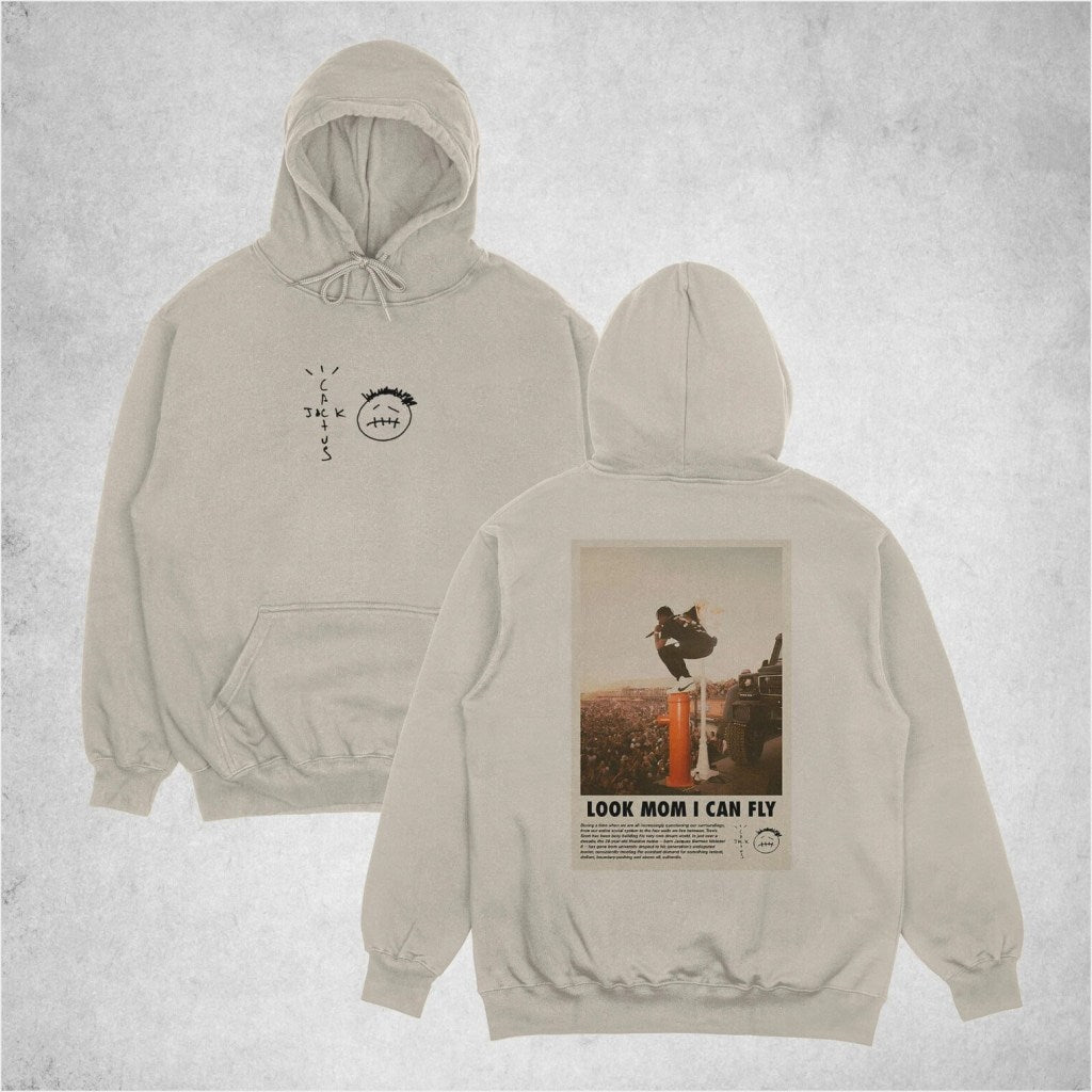 Travis Scott Look Mom I Can Fly Hoodie, Cactus Jack Hoodie, Cactus Jack Merch Gifts For Sister - Thriftgiftshop