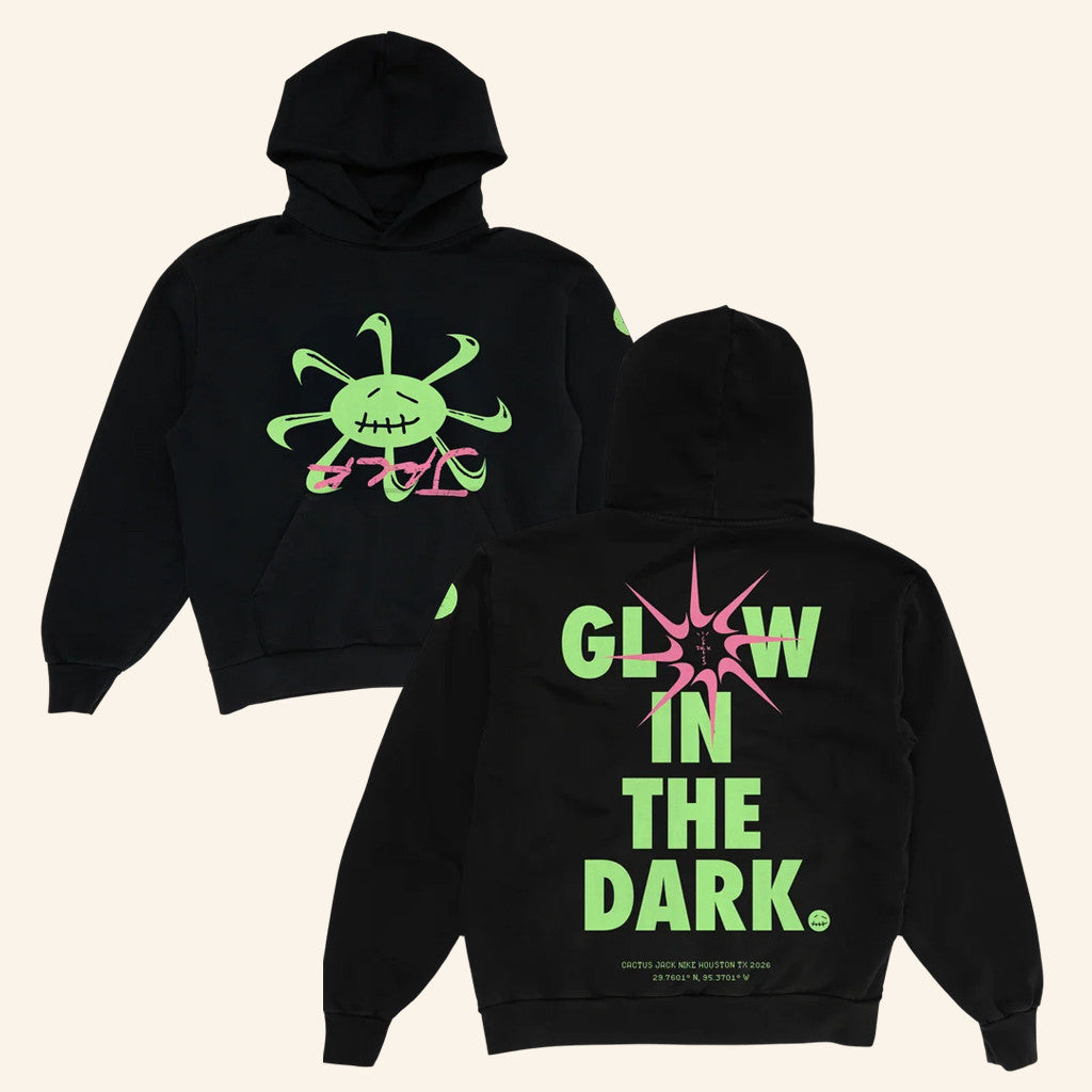 Travis Scott Merch CJ X Nike Smiley Hoodie Black Gifts For Brother Rap Lovers - Thriftgiftshop