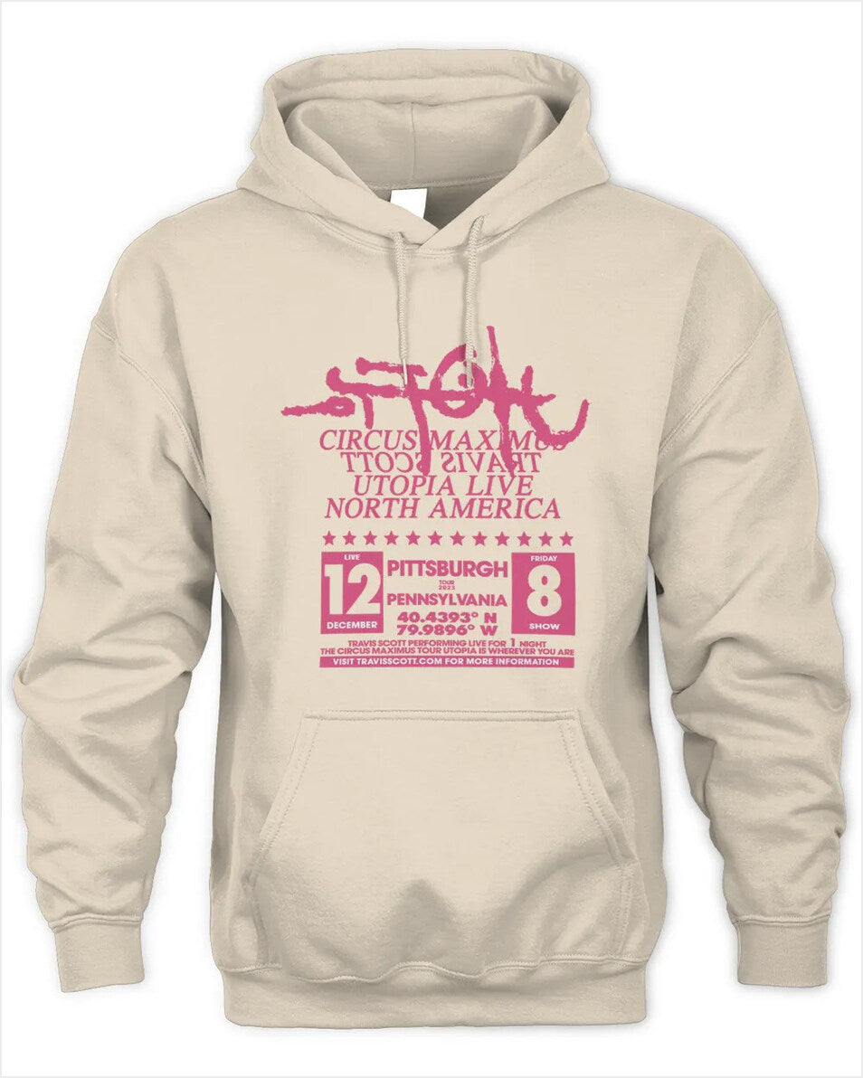 Travis Scott Tour Merch Utopia Is In Pittsburgh Hoodie Gifts For BFF Merch Apparel - Thriftgiftshop