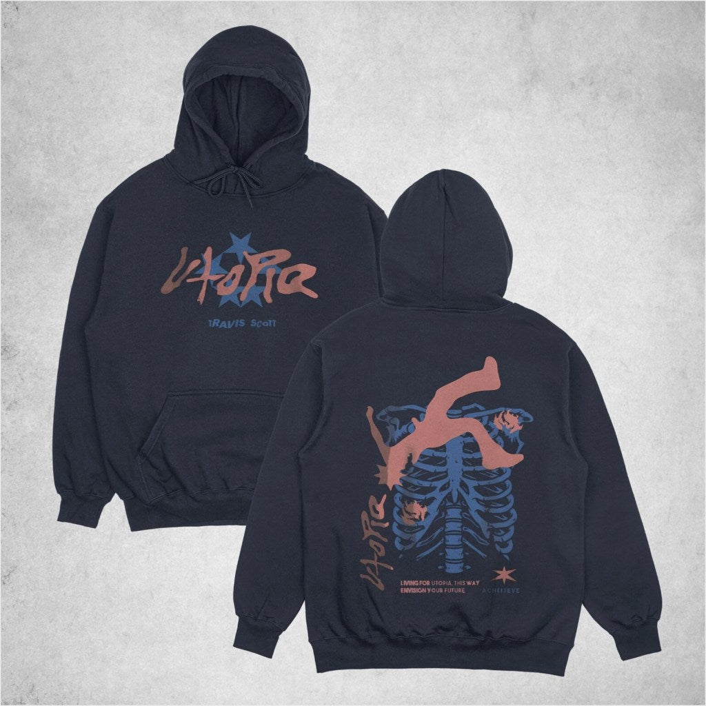 Travis Scott Utopia Hoodie Two Sided Travis Scott Merch Utopia Album Hoodie Gifts For Besties - Thriftgiftshop