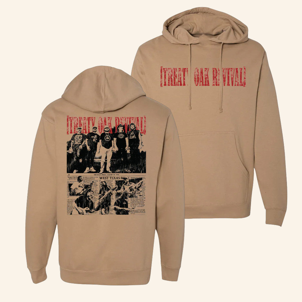 Treaty Oak Revival Merch Newspaper Hoodie Gift Ideas For Rock Fans - Thriftgiftshop