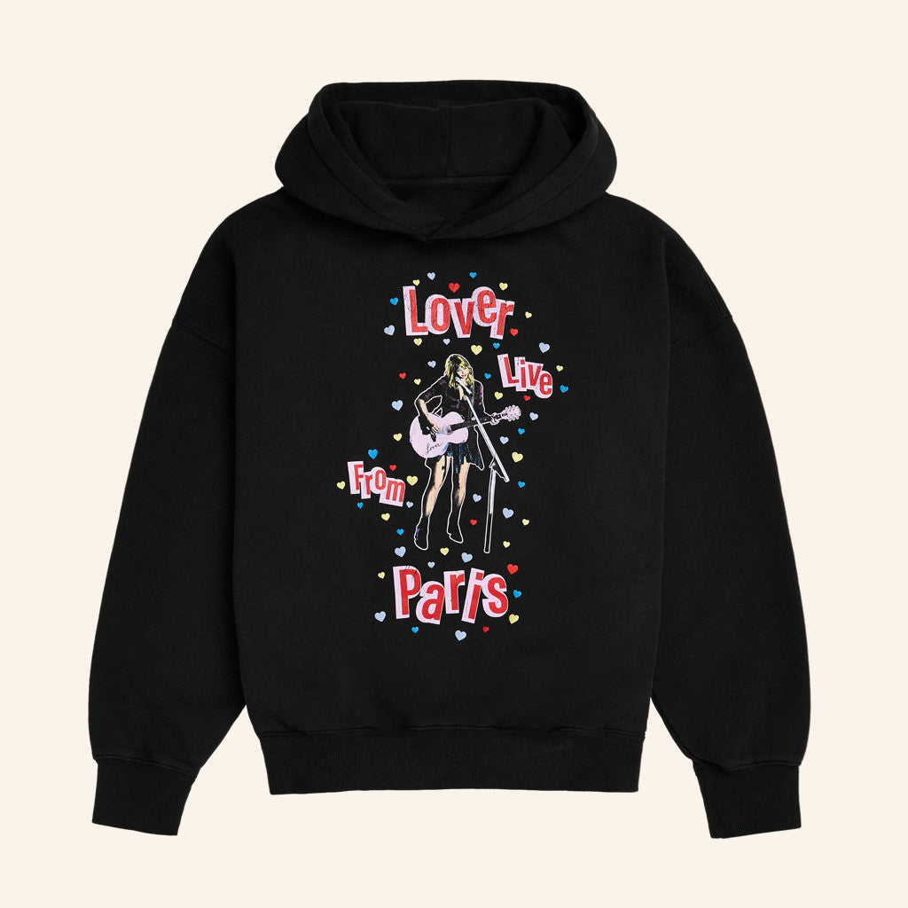 TS Merch Lover Live From Paris Black Hoodie Swifties Merch Gifts For Girlfriend - Thriftgiftshop