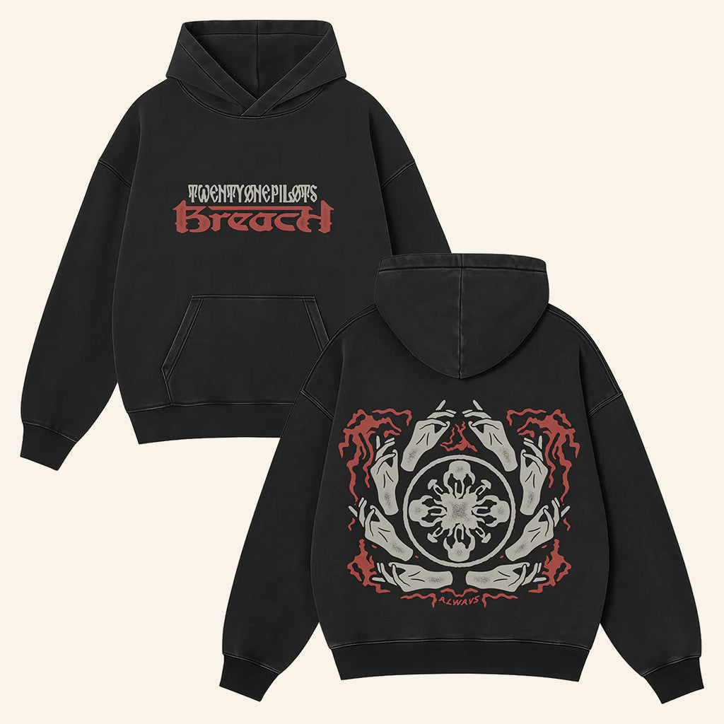 Twenty One Pilots Merch Breach Fear Wash Hoodie Christmas Gift Ideas For Music Lovers - Thriftgiftshop
