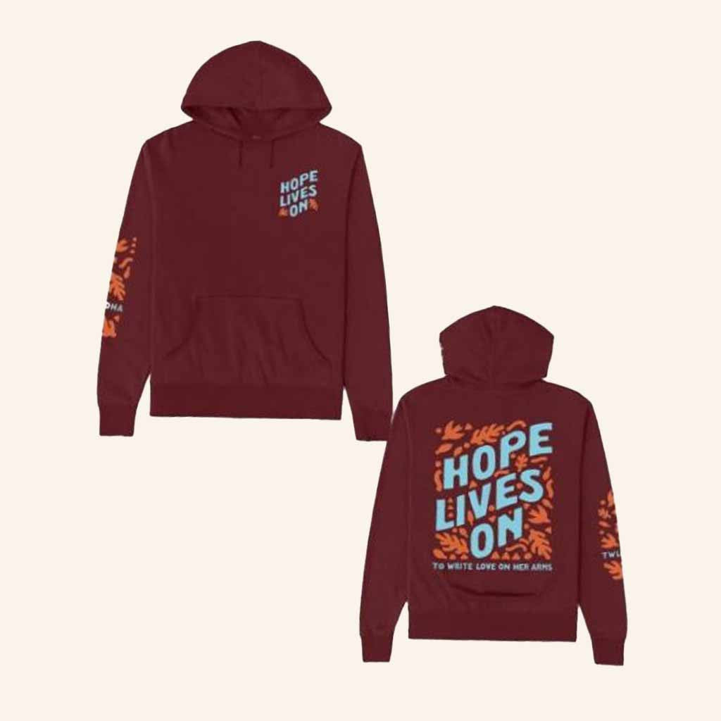 TWLOHA Merch Leaf Hope Lives On Hoodie Christmas Presents For Girlfriend - Thriftgiftshop