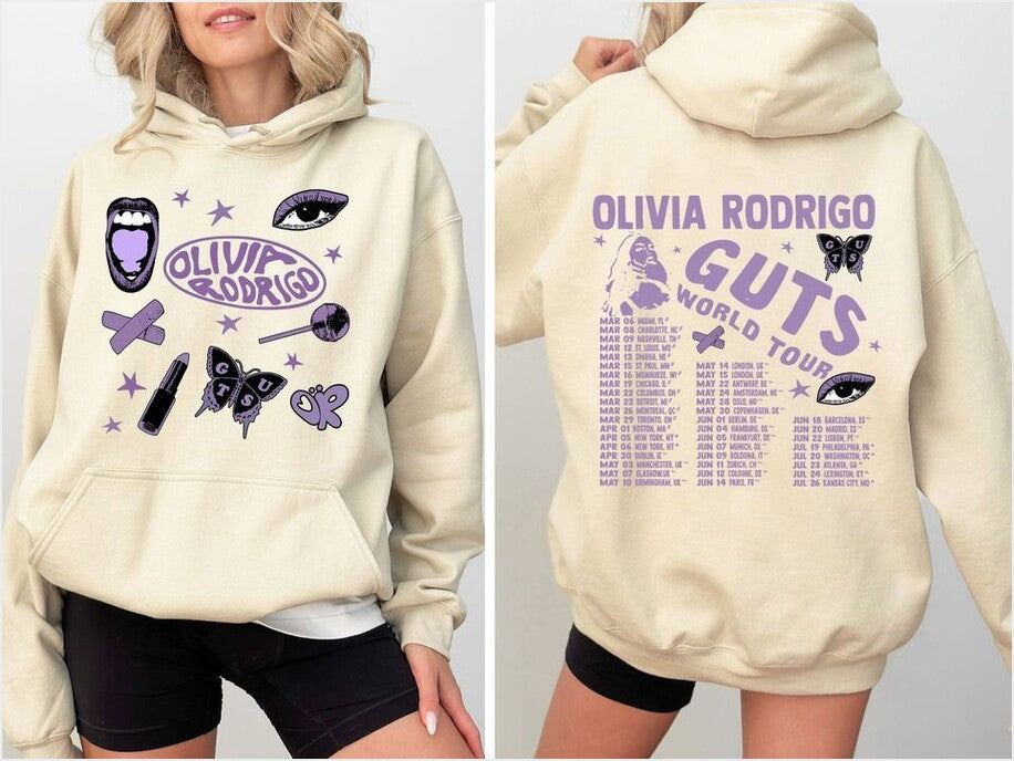 Two-Sided Olivia Rodrigo Guts Tour 2024 Hoodie, The Guts World Tour 2024 Hoodie, Olivia Rodrigo Hoodie, Guts Tour 2024 Gifts For Brother - Thriftgiftshop