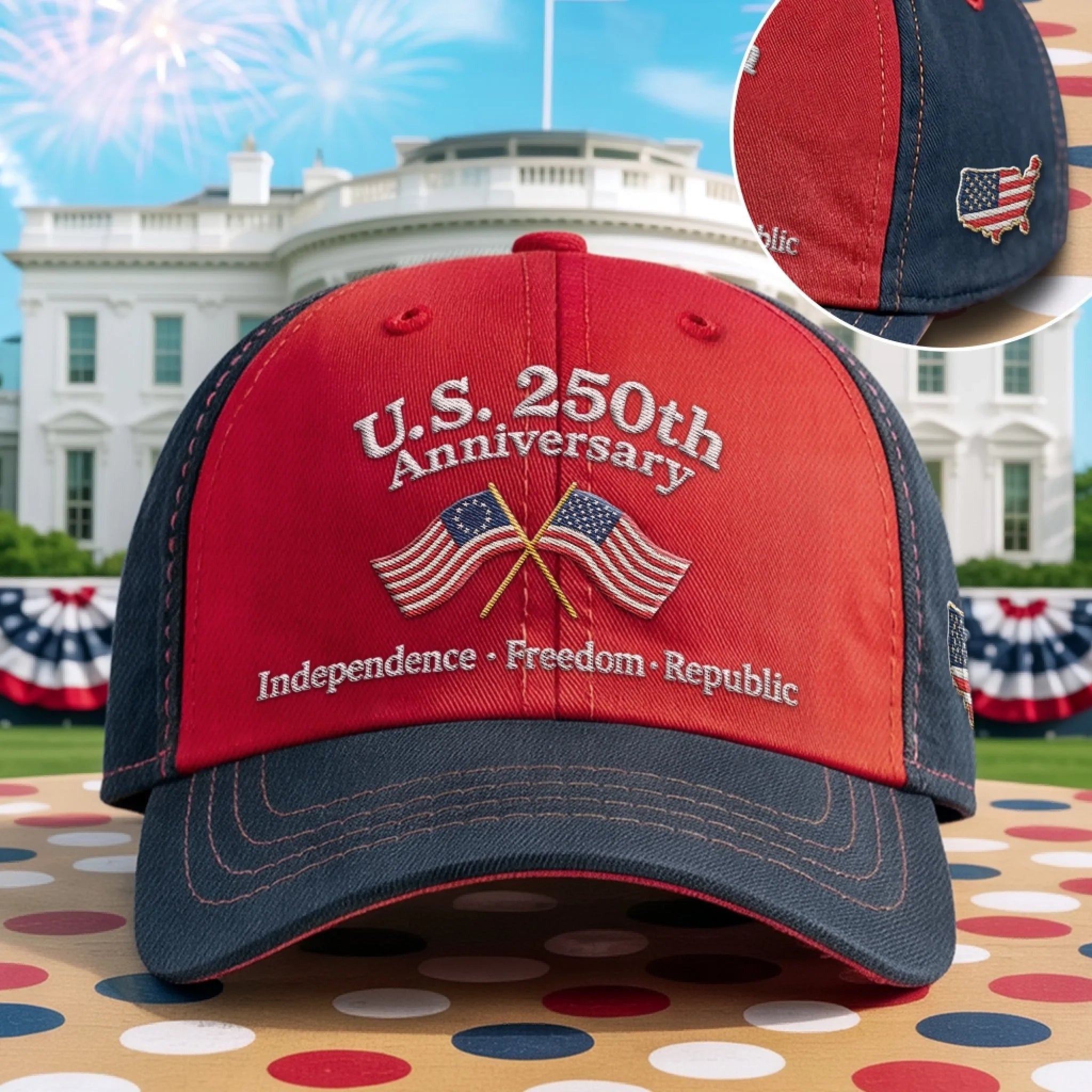 US 250th Anniversary Hat Independence Freedom Republic Military Cap Gift Ideas