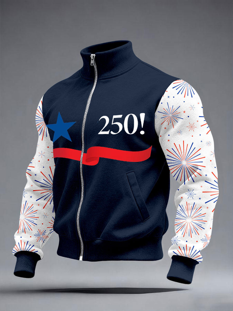 US 250th Anniversary Jacket Firework Beautiful Present Clothing For Veterans