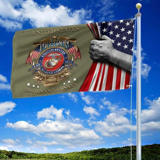 U.S Marine Corps Veteran Flag 1775 2025 250th Anniversary Home Decor Patriotic Gifts