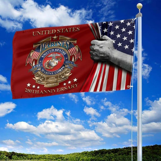 U.S Marine Corps Veteran Flag 1775 2025 250th Anniversary Home Decor Patriotic Gifts