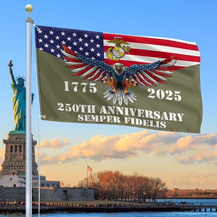 U.S Marine Corps Veteran Flag 250th Anniversary Semper Fidelis Outdoor Decor Veteran Gifts