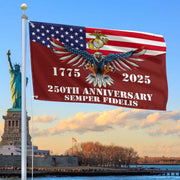 U.S Marine Corps Veteran Flag 250th Anniversary Semper Fidelis Outdoor Decor Veteran Gifts