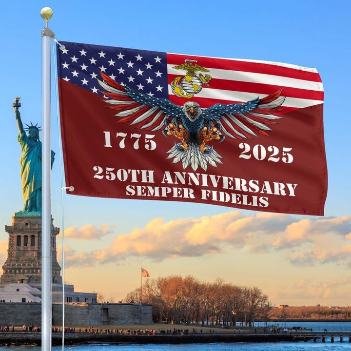 U.S Marine Corps Veteran Flag 250th Anniversary Semper Fidelis Outdoor Decor Veteran Gifts