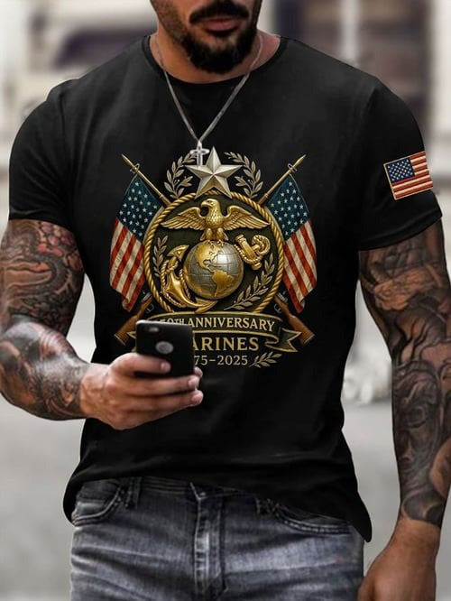 US Marines 250th Anniversary Veteran T-Shirt Freedom Celebrating Tee USMC Inspired Gifts