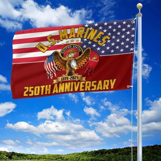 U.S Marines Veteran Flag 1775 2025 250th Anniversary Home Decor Patriotic Present Ideas