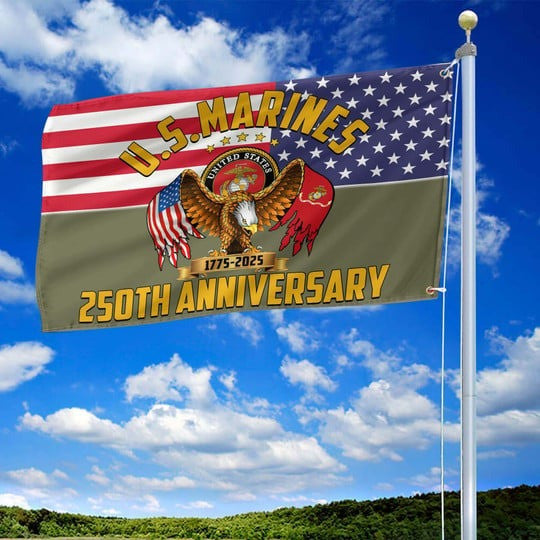 U.S Marines Veteran Flag 1775 2025 250th Anniversary Home Decor Patriotic Present Ideas
